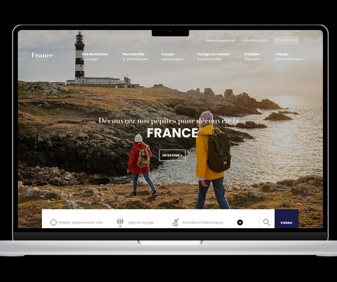 Maquettage site de voyage en France